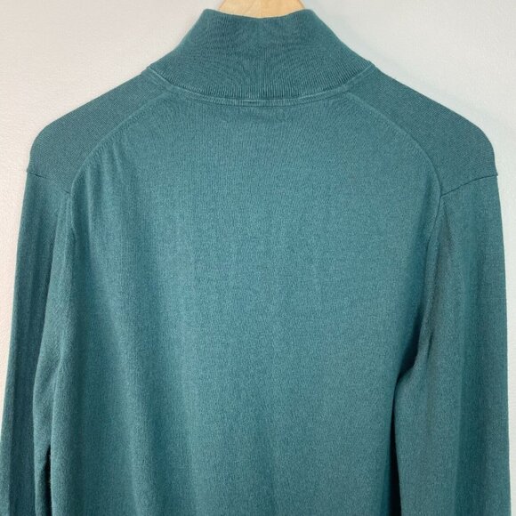 Banana Republic Sweater Medium Green Cotton Cashmere Blend 1/4-Zip Pullover Mens - Picture 5 of 11